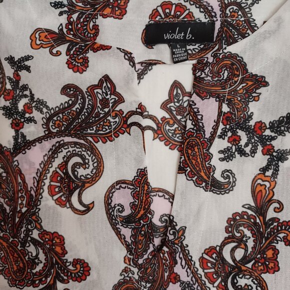 Women's Violet b. Sheer Hippie Boho Paisley Lightweight V-Neck Tunic Size Large - Picture 8 of 10